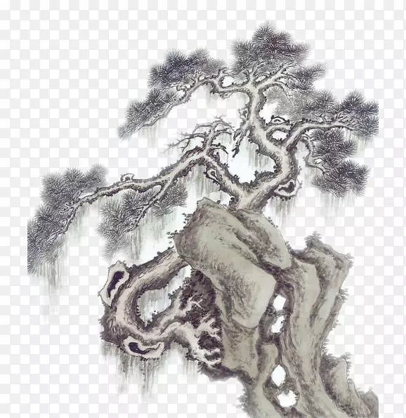 水墨大图松树