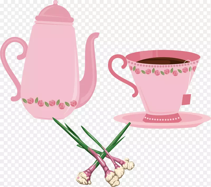 粉红色卡通茶具设计