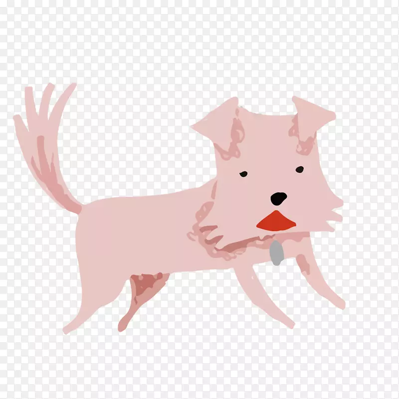 卡通手绘粉红色的小狗设计