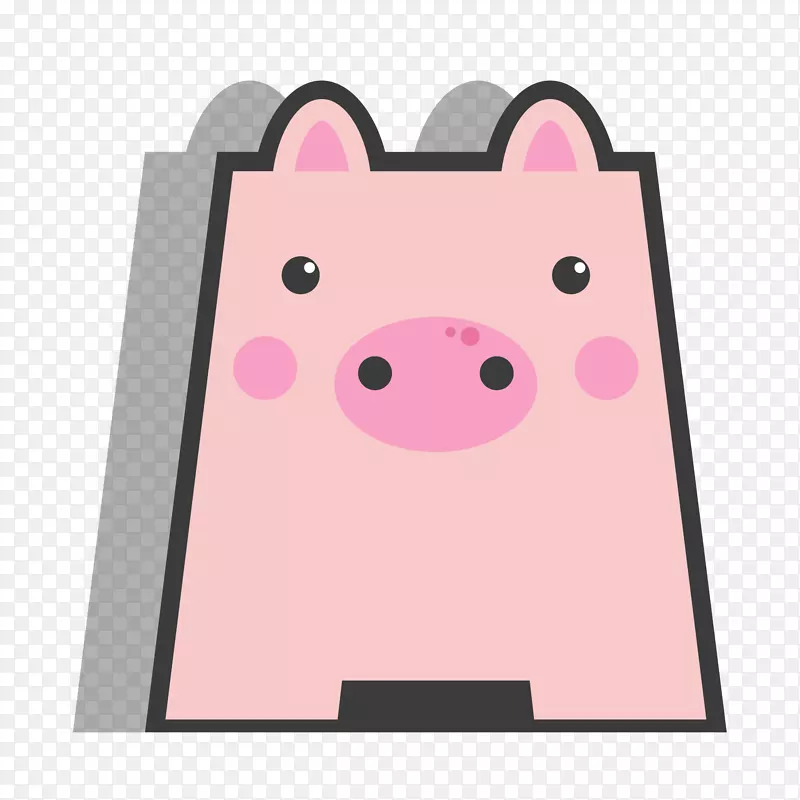 创意粉红色的小猪贴纸设计