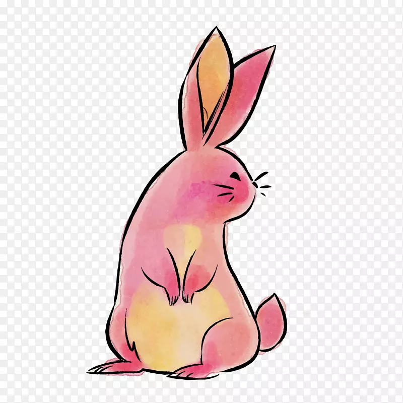 卡通可爱的粉红色小兔子