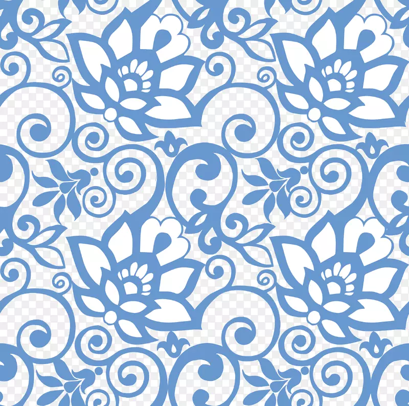 蓝色矢量花卉背景图