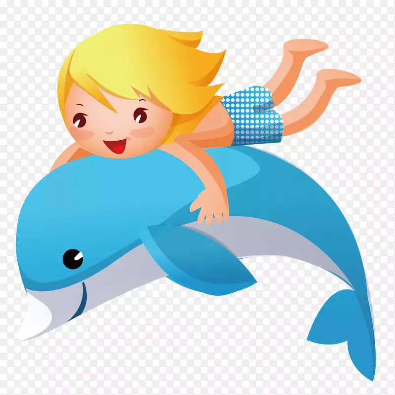 女孩抱着海豚