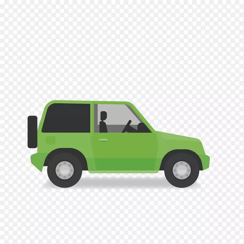 绿色圆角吉普车元素