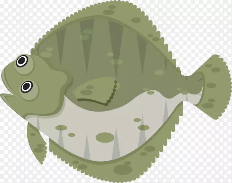 绿色鱼鳍带刺矢量比目鱼