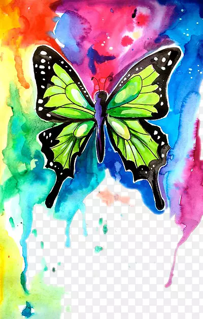水彩绘制的花蝴蝶
