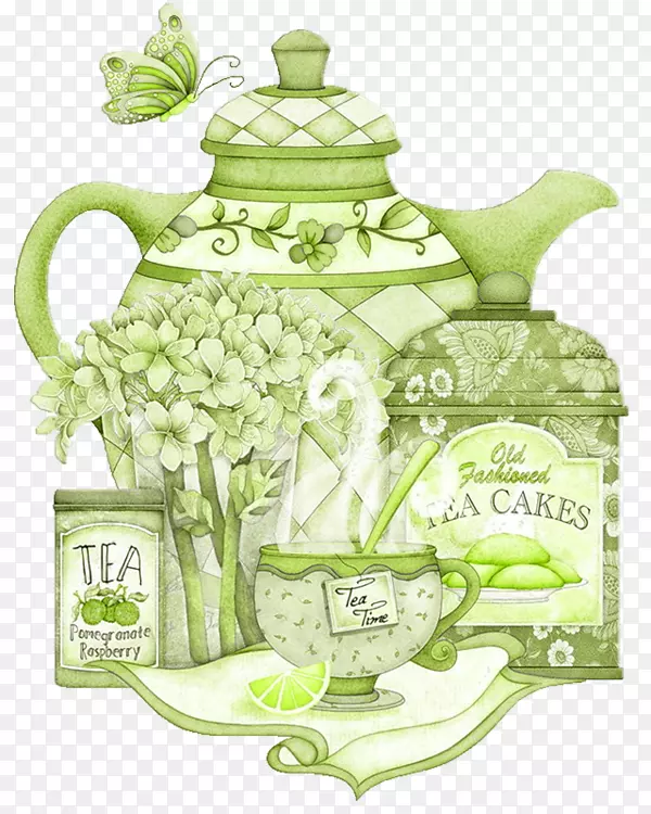 绿色茶壶茶杯
