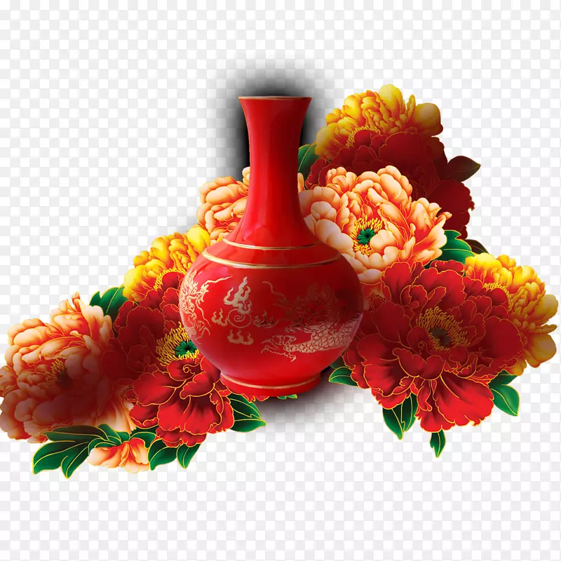 牡丹陶瓷花瓶