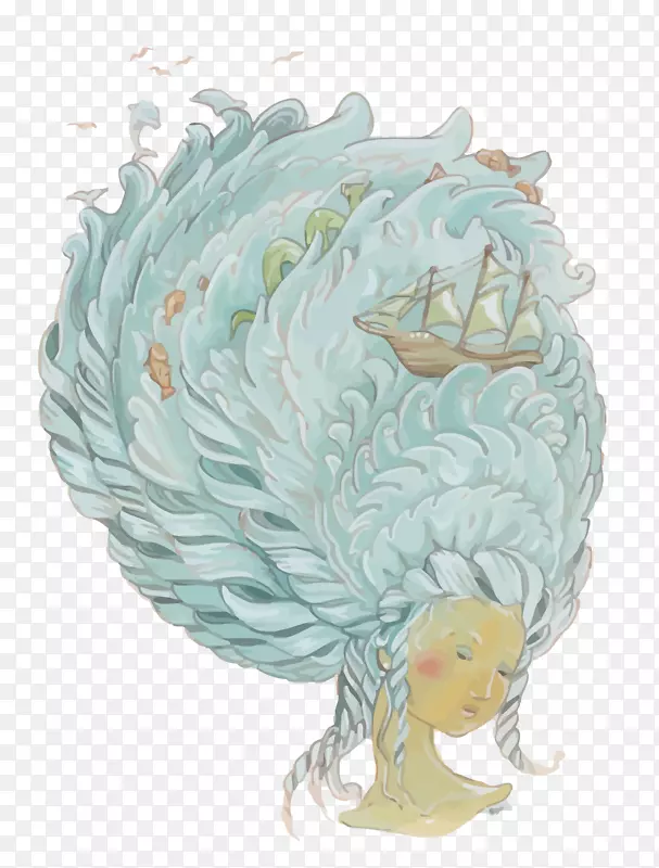 矢量海的女儿插画