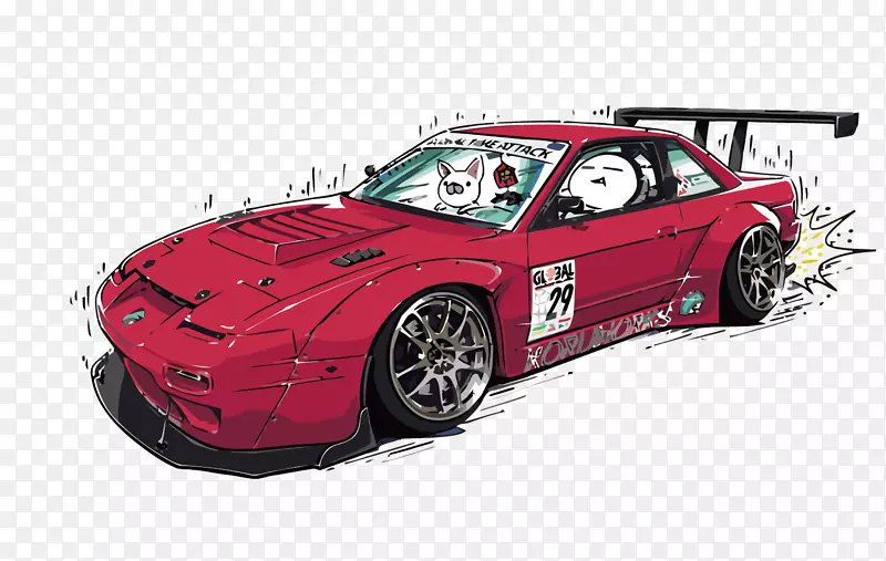 矢量红色跑车