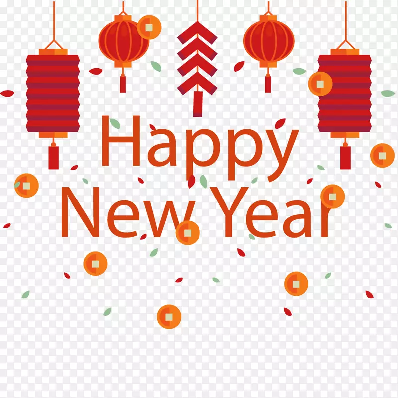 红色中国风新年快乐节日元素