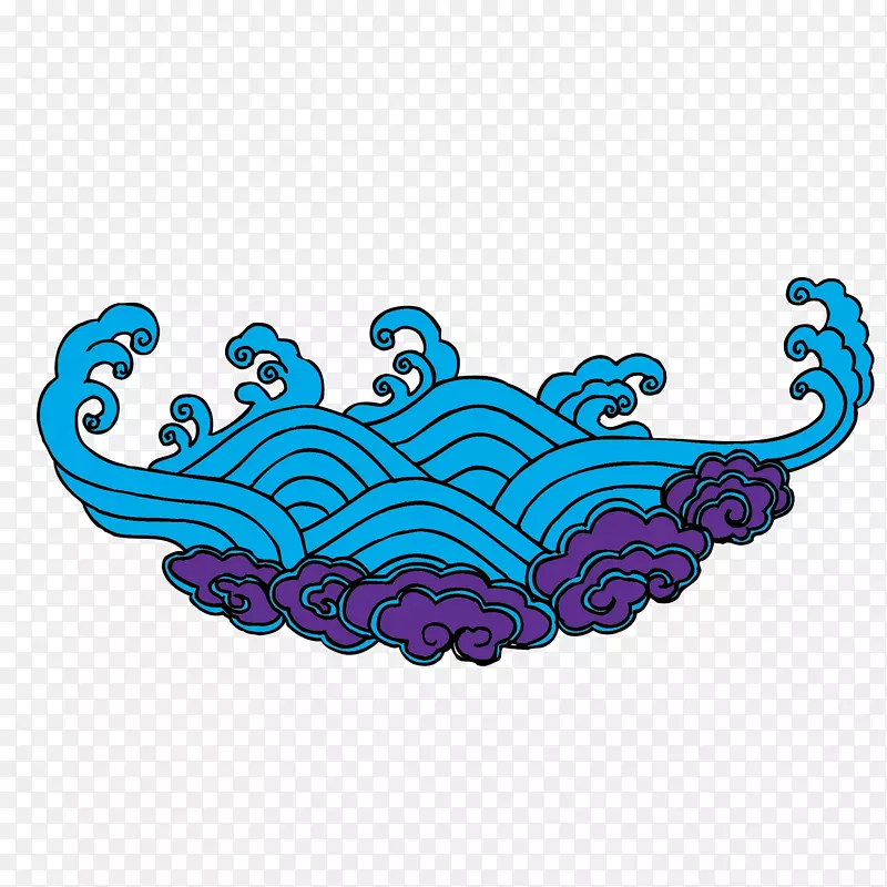 敦煌壁画海浪矢量素材