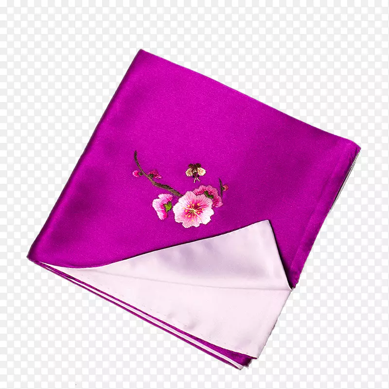 紫色绣花方巾手绢素材下载