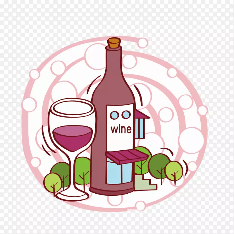 矢量卡通红酒酒品相关