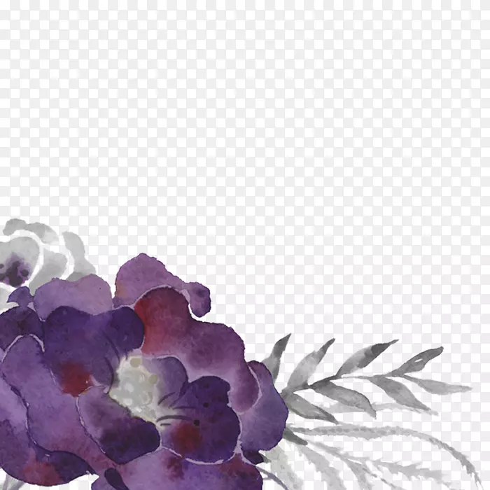 手绘文艺紫色花朵