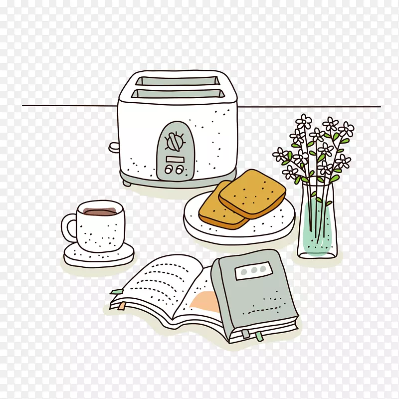 手绘读物清新小插画