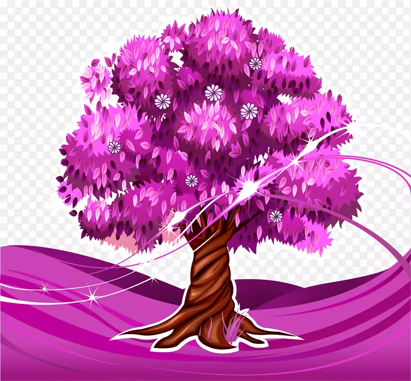 矢量紫色大树