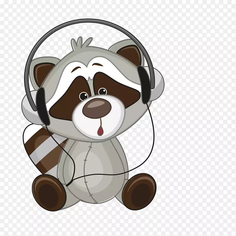 卡通版戴耳机的小浣熊
