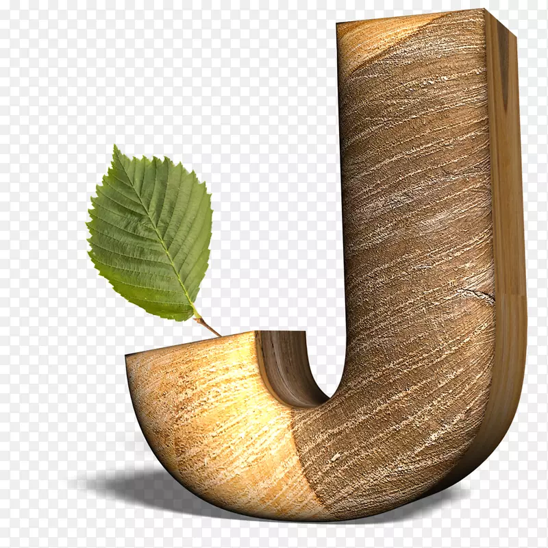 高清免抠立体木头英文字母J