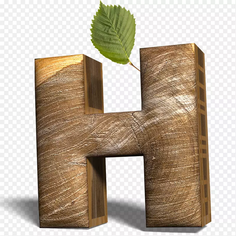 高清免抠立体木头英文字母H