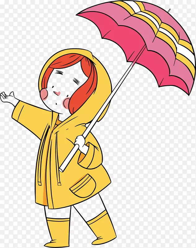 粉色雨伞的女孩