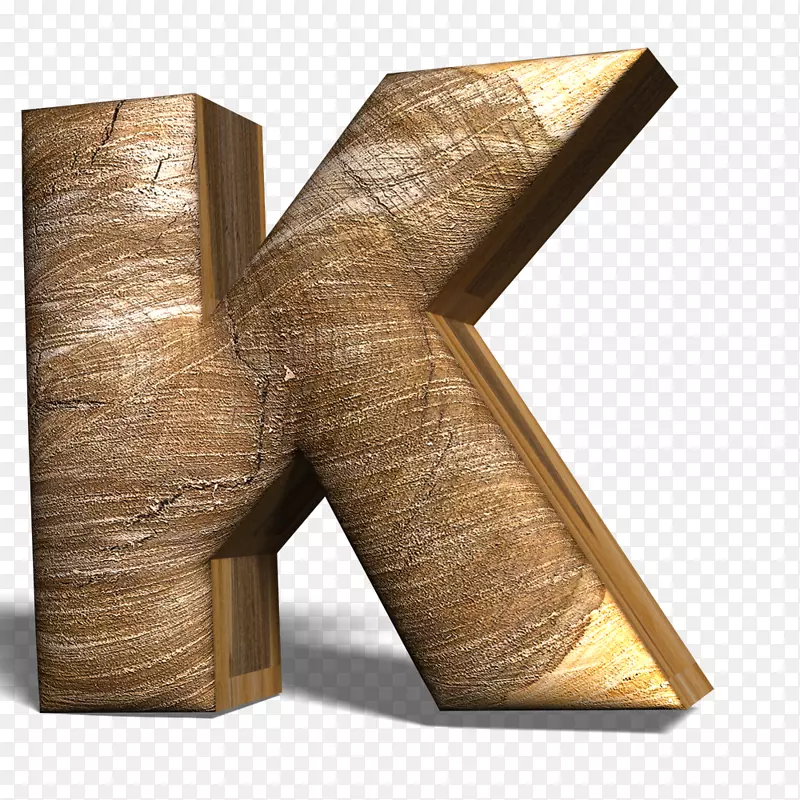 高清免抠立体木头英文字母K