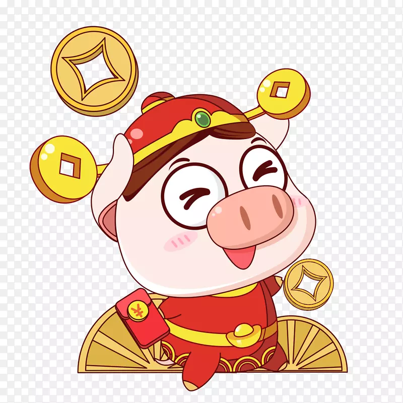 卡通财神猪宝宝PNG免费下载