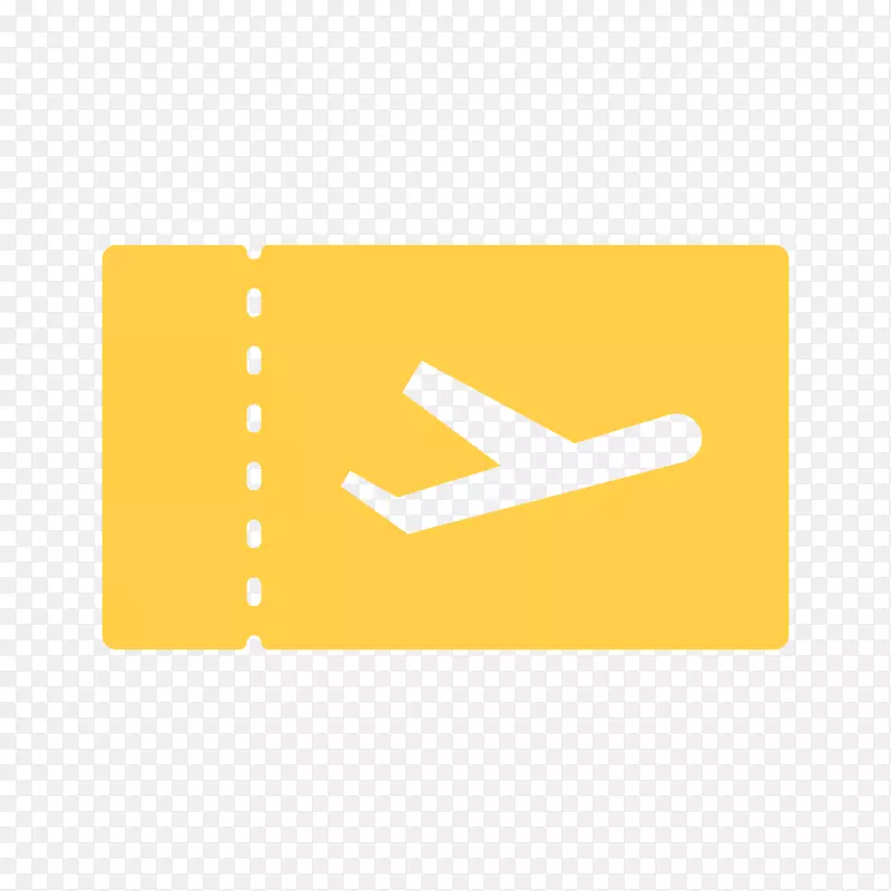 黄色扁平化飞机机票元素
