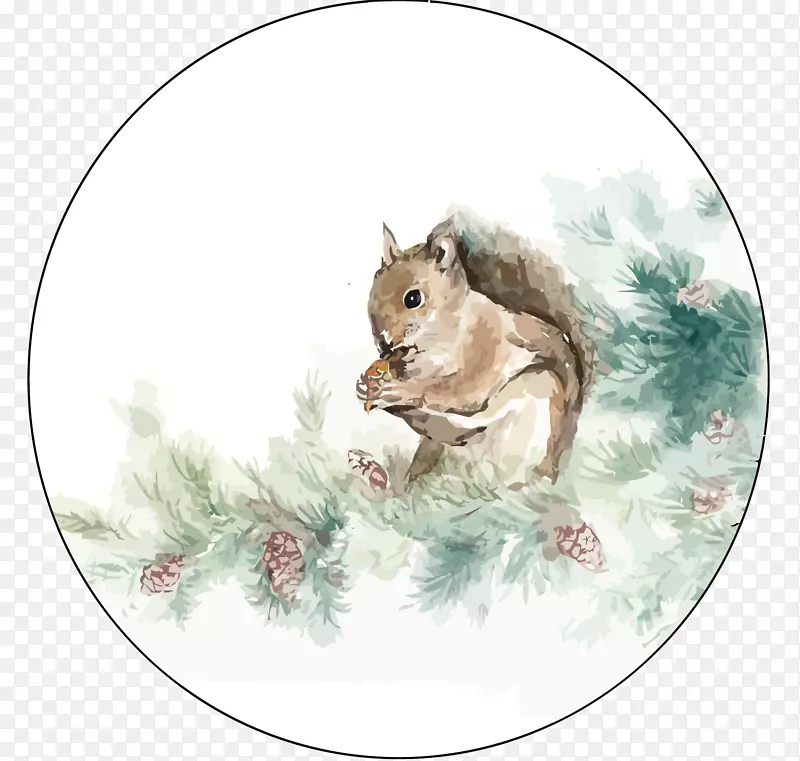 矢量中国风松鼠