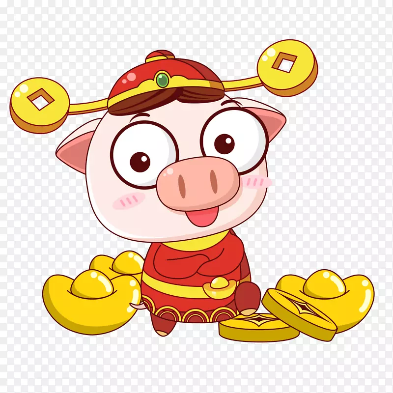 卡通财神猪宝宝图片PNG免费下载