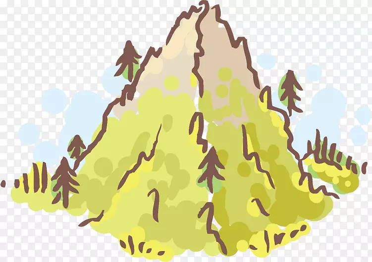 卡通大山和绿树图案