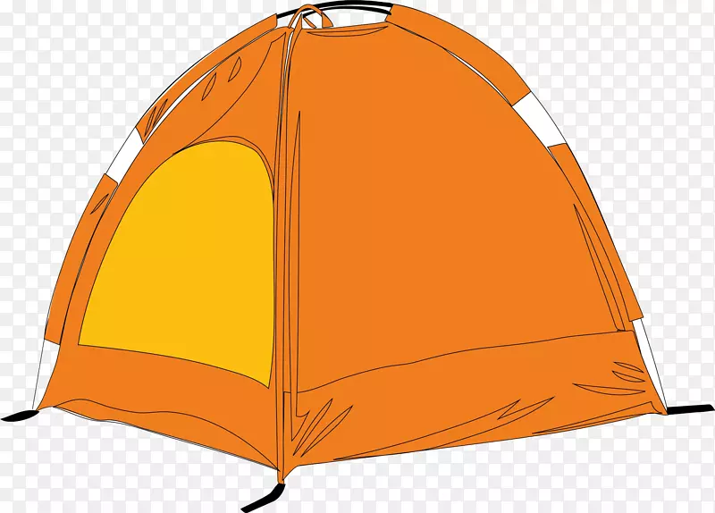 手绘卡通橙色帐篷