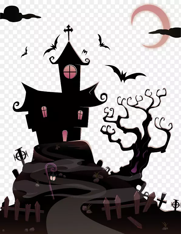 黑色恐怖城堡装饰图案