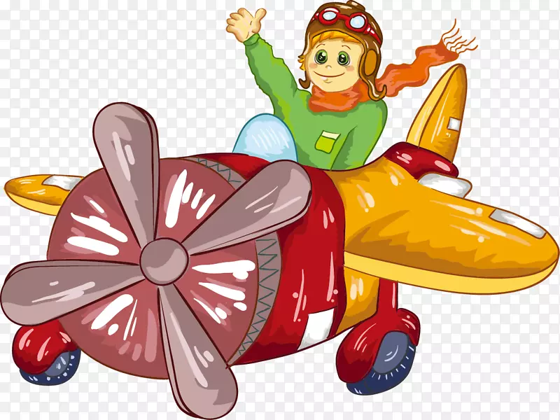 卡通可爱飞机孩子儿童