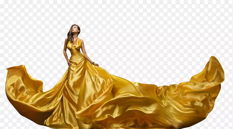 金色豪华裙装美女