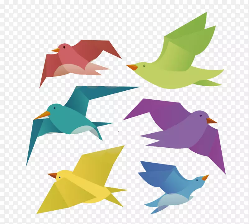 彩色折纸鸟类