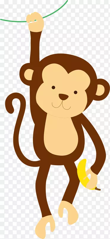 拿香蕉的猴子矢量图