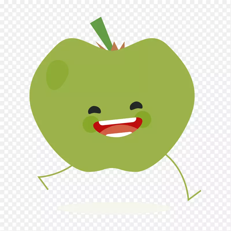 绿色的开心苹果水果表情