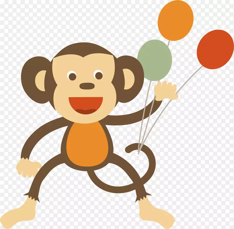 微笑可爱气球猴子