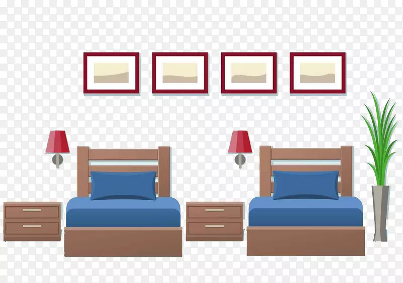 优雅风格扁平化室内卧室设计图案
