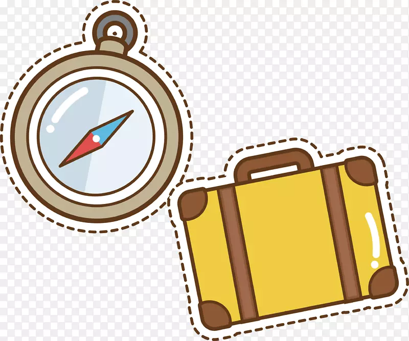 指南针手提箱旅游常备物品小图标