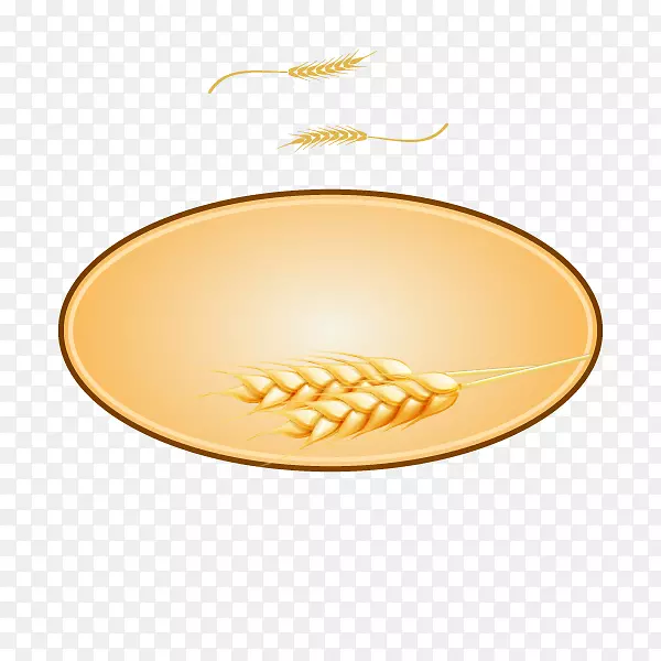 椭圆形黄色圆盘小麦穗点缀