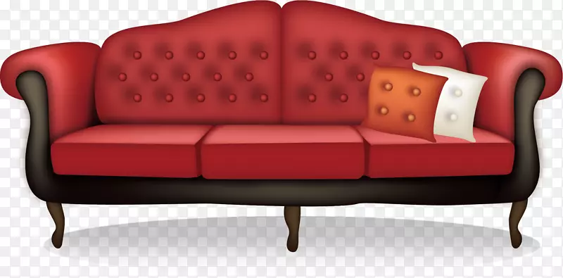 红色长形大沙发