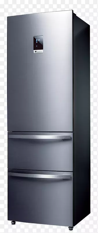 一台灰色电冰箱