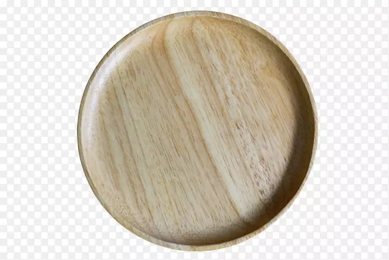 棕色木质纹理圆凹陷的木盘实物