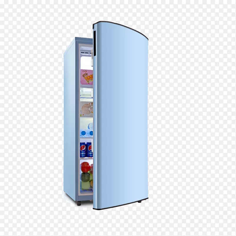 蓝色单门冰箱设计素材