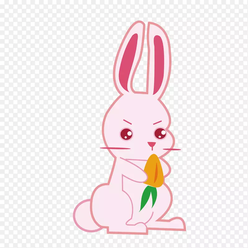 矢量红色卡通小兔子胡萝卜
