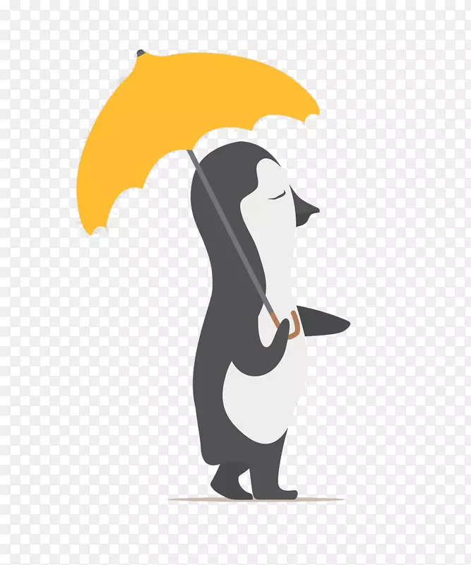 卡通打伞的小企鹅