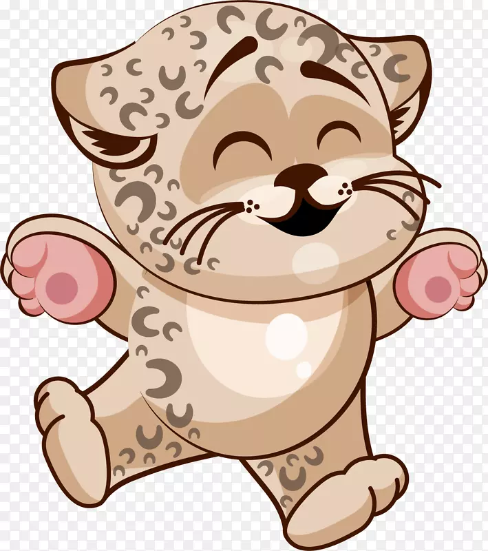欢呼的卡通可爱豹子