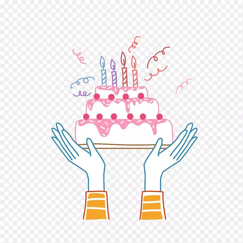 双手托举生日蛋糕